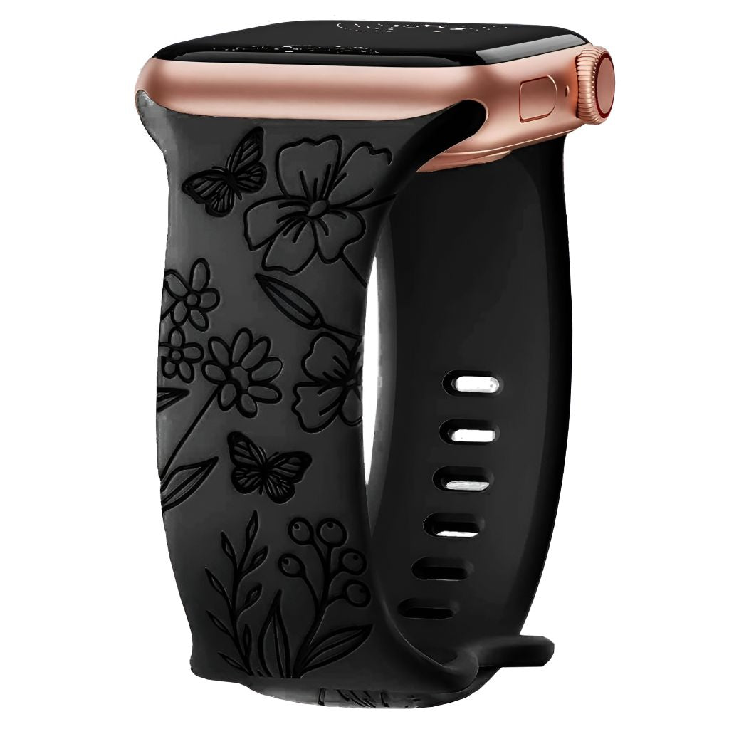 Levo Floral Engraved Silicone Band - Astra Straps