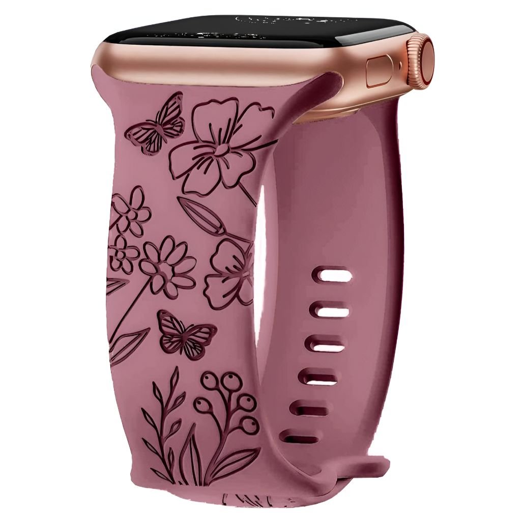 Levo Floral Engraved Silicone Band - Astra Straps