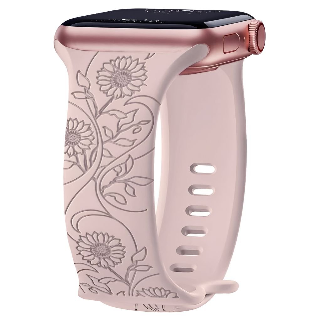 Levo Floral Engraved Silicone Band - Astra Straps