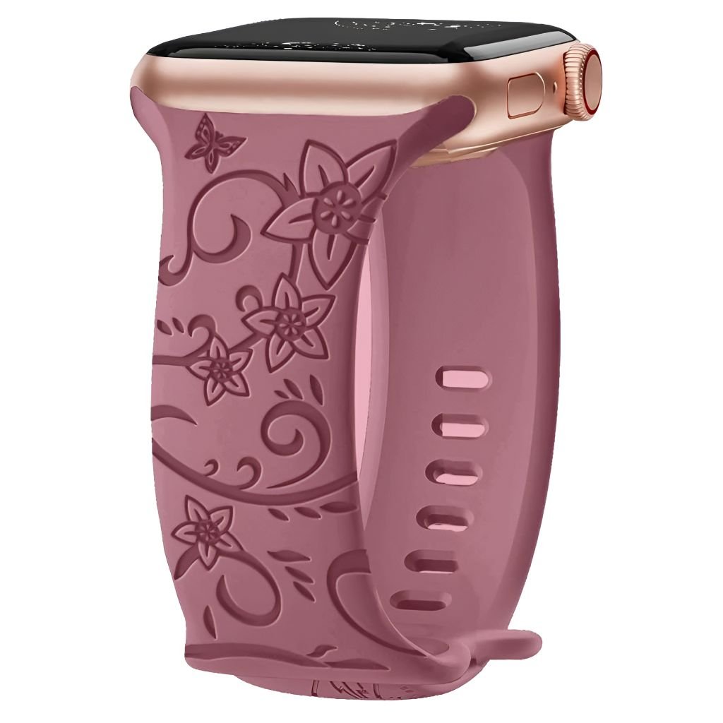 Levo Floral Engraved Silicone Band - Astra Straps