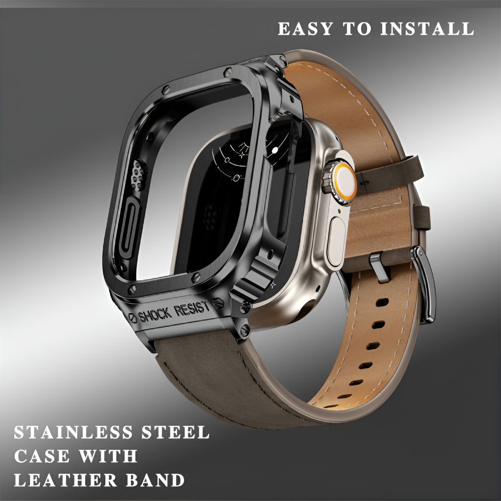 Fumi Genuine Leather Band With Metal Case - Astra Straps