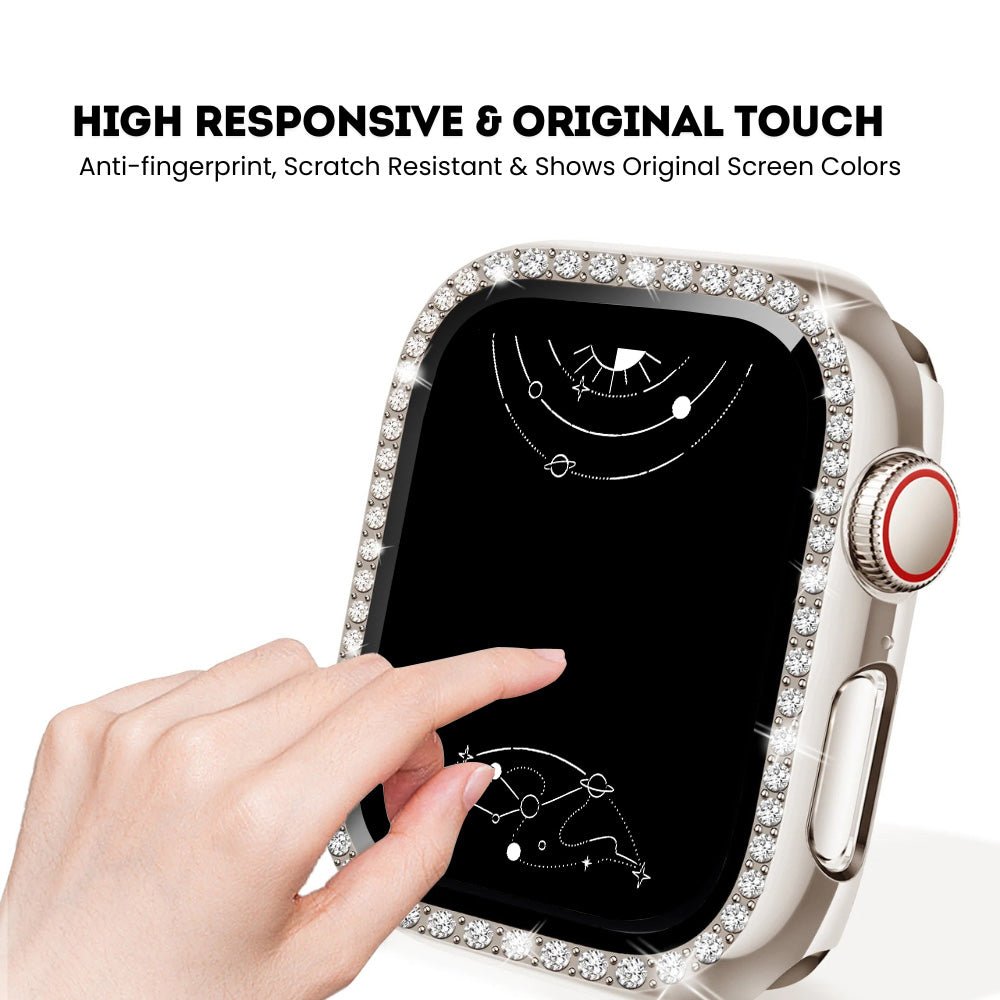 Indigeo Bling Diamond Tempered Glass Case For Apple Watch Series 10 - Astra Straps