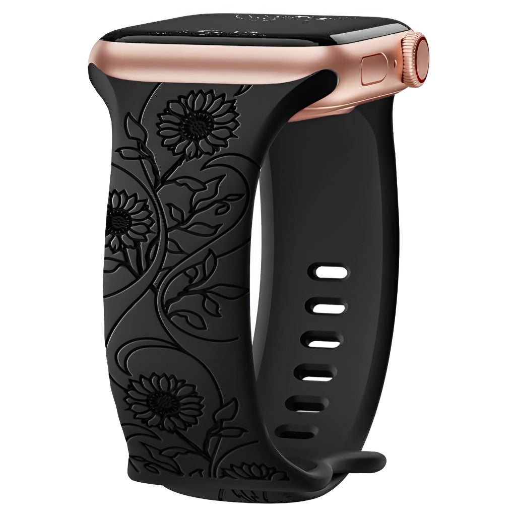Levo Floral Engraved Silicone Band - Astra Straps