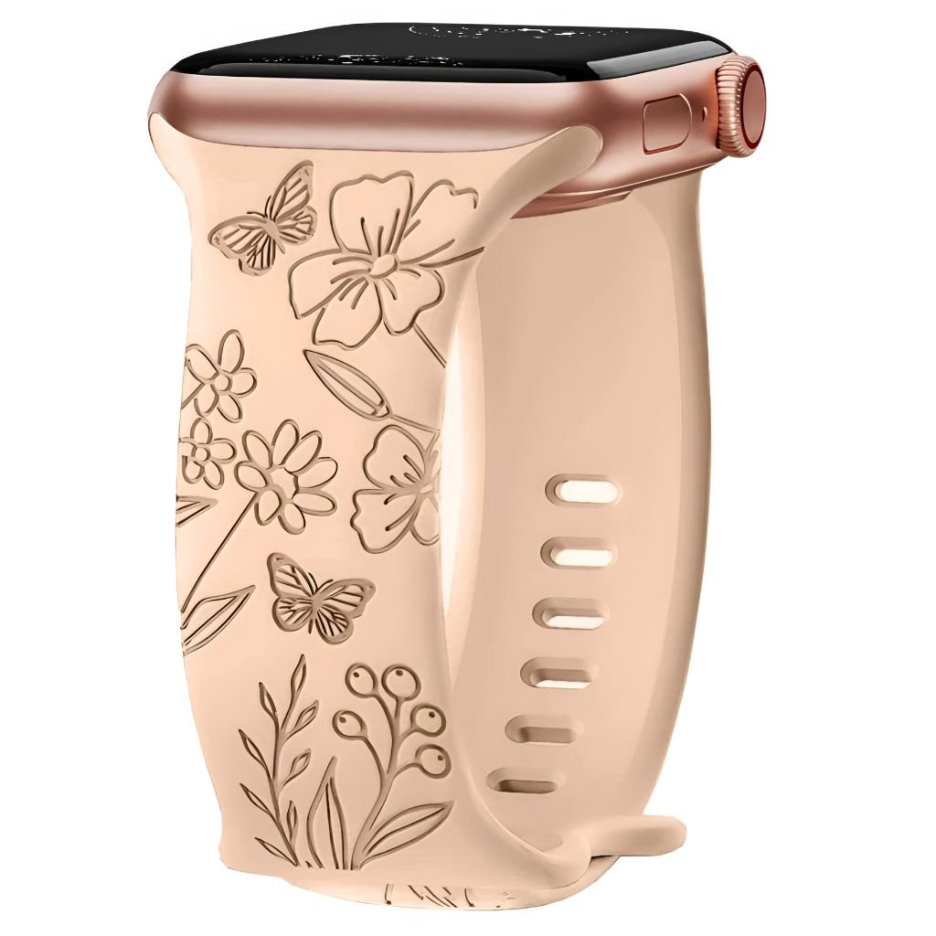 Levo Floral Engraved Silicone Band - Astra Straps