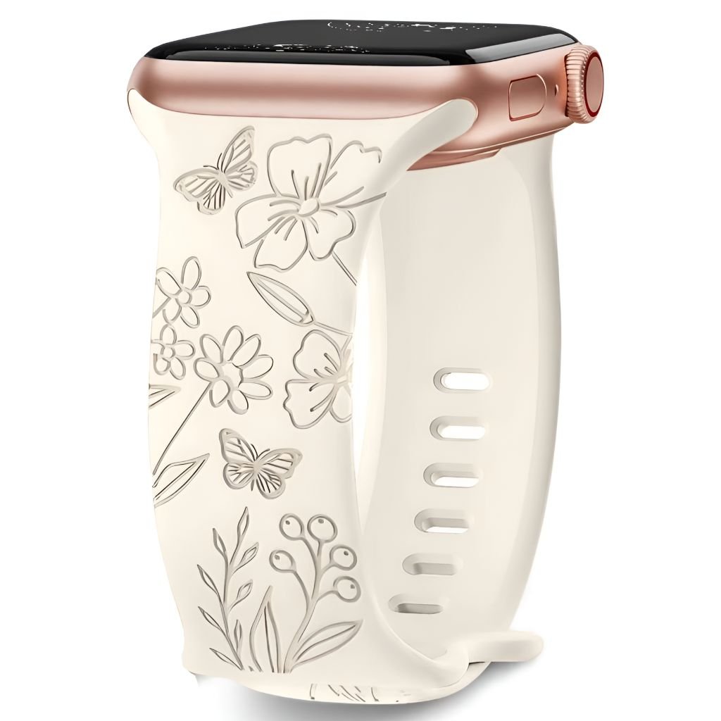 Levo Floral Engraved Silicone Band - Astra Straps