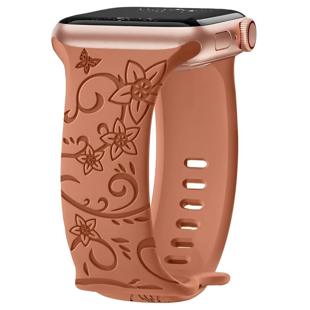 Levo Floral Engraved Silicone Band - Astra Straps