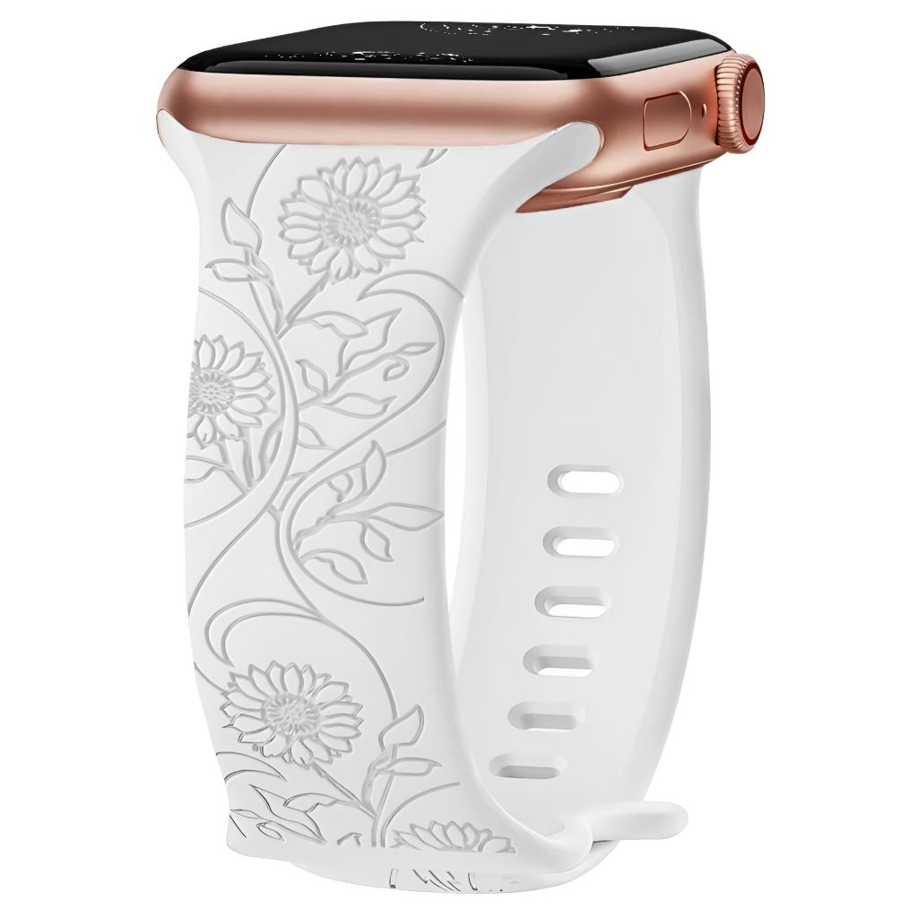 Levo Floral Engraved Silicone Band - Astra Straps