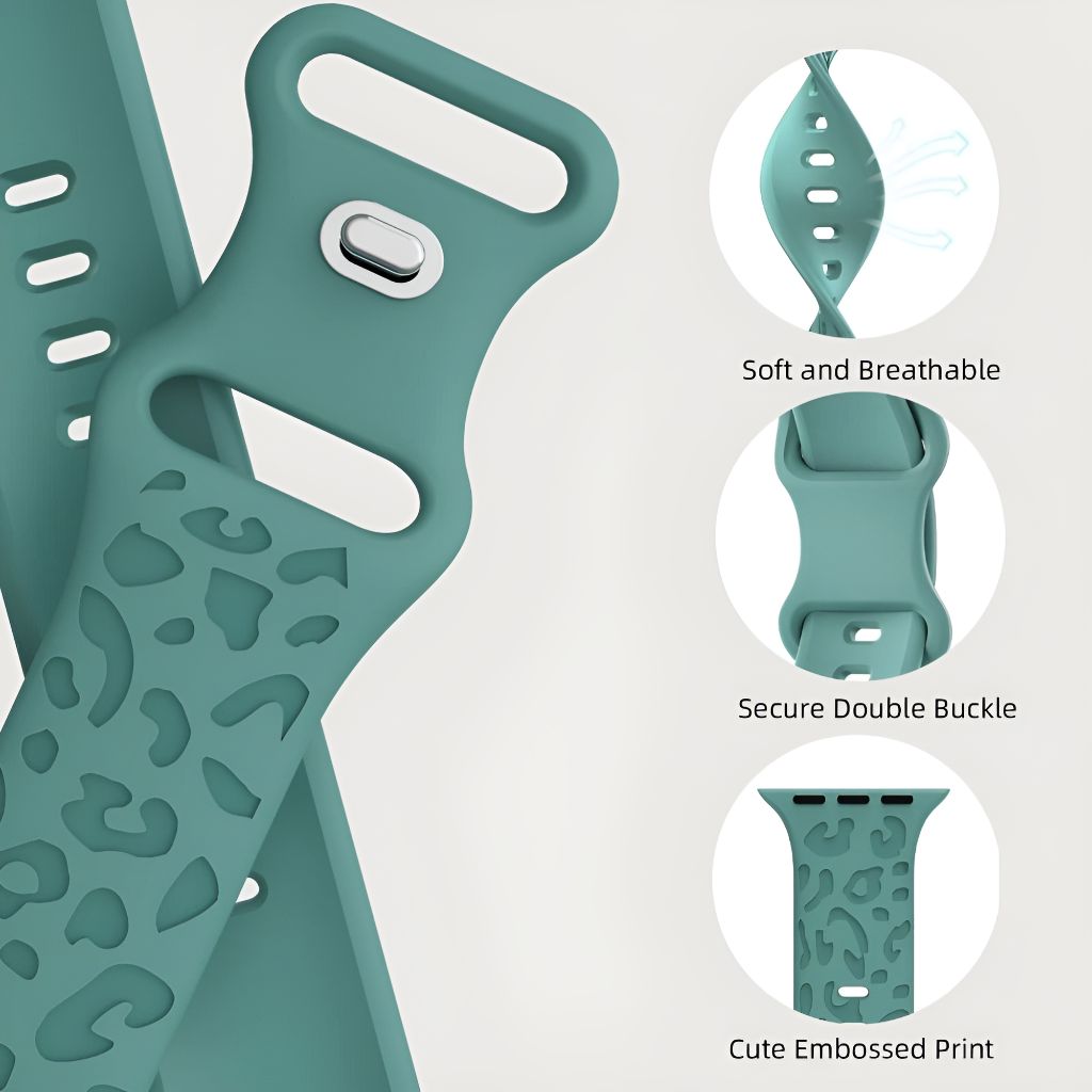 Metior Silicone Band With Engraved Leopard Pattern - Astra Straps